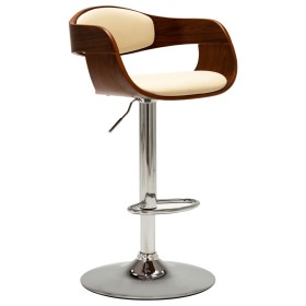 Bentwood and Cream Faux Leather Kitchen Stool by vidaXL, Kitchen stools - Ref: Foro24-283118, Price: 144,14 €, Discount: %