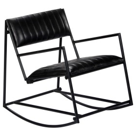 Black Genuine Leather Rocking Chair by vidaXL, Rocking chairs - Ref: Foro24-282905, Price: 157,63 €, Discount: %