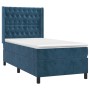 Box spring bed with mattress and LED dark blue velvet 90x200 cm by vidaXL, Beds and slatted bases - Ref: Foro24-3139725, Pric...