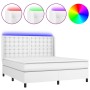 Cama box spring colchón y LED cuero sintético blanco 180x200 cm de vidaXL, Camas y somieres - Ref: Foro24-3139398, Precio: 67...