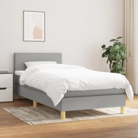 Box spring bed with light gray fabric mattress 90x190 cm by vidaXL, Beds and slatted bases - Ref: Foro24-3140417, Price: 306,...