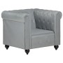 Sillón Chesterfield de cuero auténtico gris de vidaXL, Sillones - Ref: Foro24-283755, Precio: 220,06 €, Descuento: %