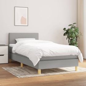 Cama box spring con colchón tela gris claro 90x200 cm de vidaXL, Camas y somieres - Ref: Foro24-3140425, Precio: 294,34 €, De...