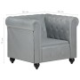 Sillón Chesterfield de cuero auténtico gris de vidaXL, Sillones - Ref: Foro24-283755, Precio: 220,06 €, Descuento: %