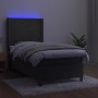 Box spring bed with mattress and LED dark gray velvet 100x200 cm by vidaXL, Beds and slatted bases - Ref: Foro24-3139428, Pri...