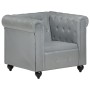 Sillón Chesterfield de cuero auténtico gris de vidaXL, Sillones - Ref: Foro24-283755, Precio: 220,06 €, Descuento: %