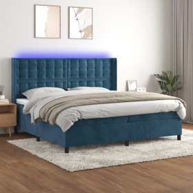 Cama box spring colchón y LED terciopelo azul oscuro 200x200 cm de vidaXL, Camas y somieres - Ref: Foro24-3139827, Precio: 67...