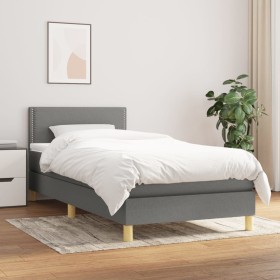 Box spring bed with dark gray fabric mattress 90x200 cm by vidaXL, Beds and slatted bases - Ref: Foro24-3140506, Price: 288,9...