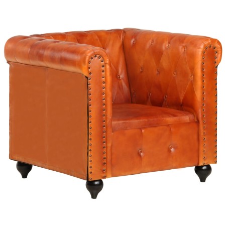 Sillón Chesterfield de cuero auténtico marrón canela de vidaXL, Sillones - Ref: Foro24-283754, Precio: 341,53 €, Descuento: %