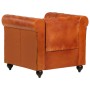 Sillón Chesterfield de cuero auténtico marrón canela de vidaXL, Sillones - Ref: Foro24-283754, Precio: 341,53 €, Descuento: %