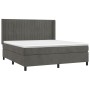 Box spring bed with mattress and LED dark gray velvet 180x200 cm by vidaXL, Beds and slatted bases - Ref: Foro24-3139698, Pri...