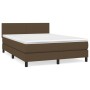 Cama box spring con colchón tela marrón oscuro 140x190 cm de vidaXL, Camas y somieres - Ref: Foro24-3139892, Precio: 435,77 €...