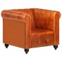 Sillón Chesterfield de cuero auténtico marrón canela de vidaXL, Sillones - Ref: Foro24-283754, Precio: 341,53 €, Descuento: %