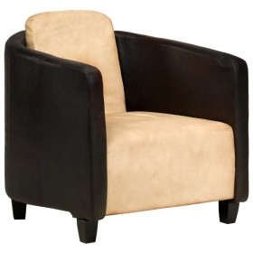 Sillón de cuero auténtico marrón canela y negro de vidaXL, Sillones - Ref: Foro24-283761, Precio: 207,99 €, Descuento: %