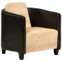 Sillón de cuero auténtico marrón canela y negro de vidaXL, Sillones - Ref: Foro24-283761, Precio: 219,06 €, Descuento: %