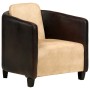 Sillón de cuero auténtico marrón canela y negro de vidaXL, Sillones - Ref: Foro24-283761, Precio: 219,06 €, Descuento: %