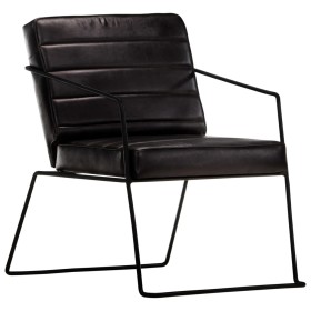 Sillón de cuero auténtico negro de vidaXL, Sillones - Ref: Foro24-284413, Precio: 198,99 €, Descuento: %