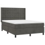 Box spring bed with mattress and LED dark gray velvet 140x190 cm by vidaXL, Beds and slatted bases - Ref: Foro24-3139800, Pri...