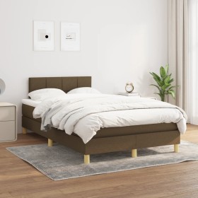 Cama box spring con colchón tela marrón oscuro 120x200 cm de vidaXL, Camas y somieres - Ref: Foro24-3140604, Precio: 380,99 €...