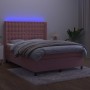 Cama box spring colchón y LED terciopelo rosa 140x200 cm de vidaXL, Camas y somieres - Ref: Foro24-3139810, Precio: 561,25 €,...