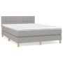 Box spring bed with light gray fabric mattress 140x200 cm by vidaXL, Beds and slatted bases - Ref: Foro24-3140617, Price: 427...