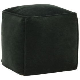 Puf terciopelo de algodón verde bosque 40x40x40 cm de vidaXL, Otomanas - Ref: Foro24-284028, Precio: 71,99 €, Descuento: %