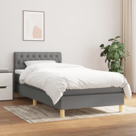 Box spring bed with dark gray fabric mattress 90x200 cm by vidaXL, Beds and slatted bases - Ref: Foro24-3140826, Price: 299,6...