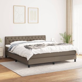 Box spring bed with taupe gray fabric mattress 160x200 cm by vidaXL, Beds and slatted bases - Ref: Foro24-3140309, Price: 530...