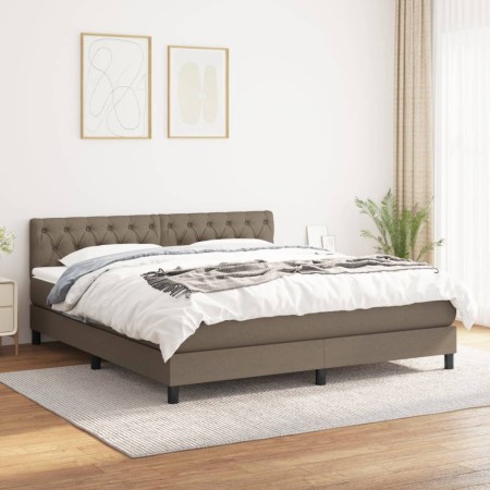 Box spring bed with taupe gray fabric mattress 160x200 cm by vidaXL, Beds and slatted bases - Ref: Foro24-3140309, Price: 519...