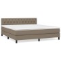 Box spring bed with taupe gray fabric mattress 160x200 cm by vidaXL, Beds and slatted bases - Ref: Foro24-3140309, Price: 519...