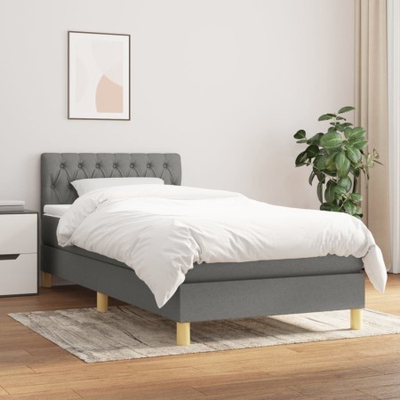 Cama box spring con colchón tela gris oscuro 90x190 cm de vidaXL, Camas y somieres - Ref: Foro24-3140818, Precio: 311,31 €, D...