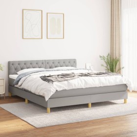 Box spring bed with light gray fabric mattress 160x200 cm by vidaXL, Beds and slatted bases - Ref: Foro24-3140865, Price: 509...