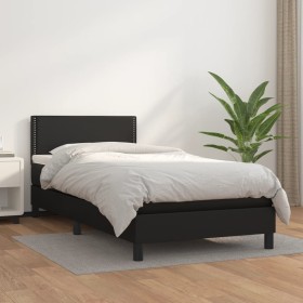 Box spring bed with black synthetic leather mattress 90x190 cm by vidaXL, Beds and slatted bases - Ref: Foro24-3141041, Price...