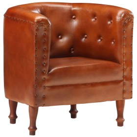 Brown genuine leather cube design armchair by vidaXL, Armchairs - Ref: Foro24-286592, Price: 198,99 €, Discount: %