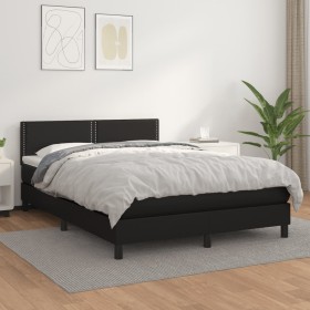 Box spring bed with black synthetic leather mattress 140x190 cm by vidaXL, Beds and slatted bases - Ref: Foro24-3141059, Pric...