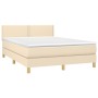 Box spring bed with cream fabric mattress 140x200 cm by vidaXL, Beds and slatted bases - Ref: Foro24-3140542, Price: 422,18 €...