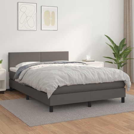 Boxspringbett mit grauer Kunstledermatratze 140x200 cm von vidaXL, Betten und Lattenroste - Ref: Foro24-3141009, Preis: 460,3...