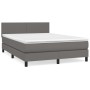 Box spring bed with gray synthetic leather mattress 140x200 cm by vidaXL, Beds and slatted bases - Ref: Foro24-3141009, Price...