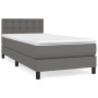 Box spring bed with gray synthetic leather mattress 90x190 cm by vidaXL, Beds and slatted bases - Ref: Foro24-3141099, Price:...