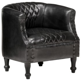 Black genuine leather cube design armchair 62x58x65 cm by vidaXL, Armchairs - Ref: Foro24-286944, Price: 298,65 €, Discount: %