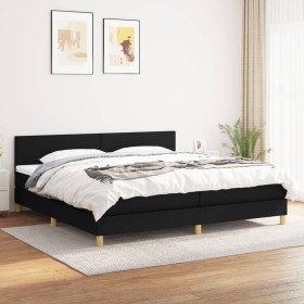 Box spring bed with black fabric mattress 200x200 cm by vidaXL, Beds and slatted bases - Ref: Foro24-3140483, Price: 587,01 €...