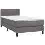 Box spring bed with gray synthetic leather mattress 90x200 cm by vidaXL, Beds and slatted bases - Ref: Foro24-3141045, Price:...