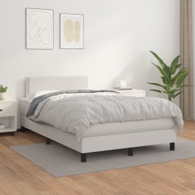 Box spring bed with white synthetic leather mattress 120x200 cm by vidaXL, Beds and slatted bases - Ref: Foro24-3141054, Pric...