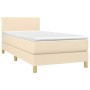 Box spring bed with cream fabric mattress 100x200 cm by vidaXL, Beds and slatted bases - Ref: Foro24-3140438, Price: 325,04 €...