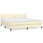 Box spring bed with cream synthetic leather mattress 200x200 cm by vidaXL, Beds and slatted bases - Ref: Foro24-3141085, Pric...