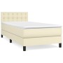 Box spring bed with cream synthetic leather mattress 90x190 cm by vidaXL, Beds and slatted bases - Ref: Foro24-3141103, Price...