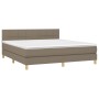 Cama box spring con colchón tela gris taupe 160x200 cm de vidaXL, Camas y somieres - Ref: Foro24-3140629, Precio: 505,84 €, D...