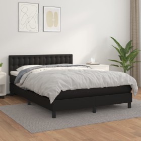 Box spring bed with black synthetic leather mattress 140x200cm by vidaXL, Beds and slatted bases - Ref: Foro24-3141125, Price...