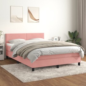 Box spring bed with pink velvet mattress 140x200 cm by vidaXL, Beds and slatted bases - Ref: Foro24-3141190, Price: 422,99 €,...