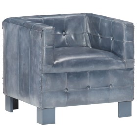 Sillón con diseño de cubo cuero auténtico gris de vidaXL, Sillones - Ref: Foro24-286954, Precio: 231,99 €, Descuento: %